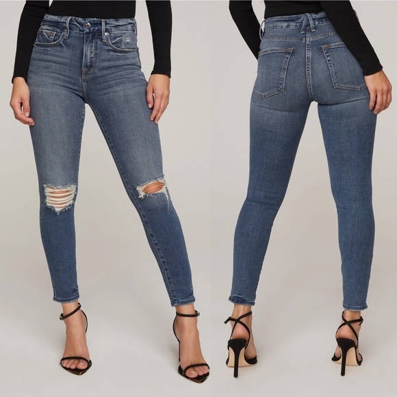Good American Good Legs Crop Distressed Jean - Picture 5 of 10